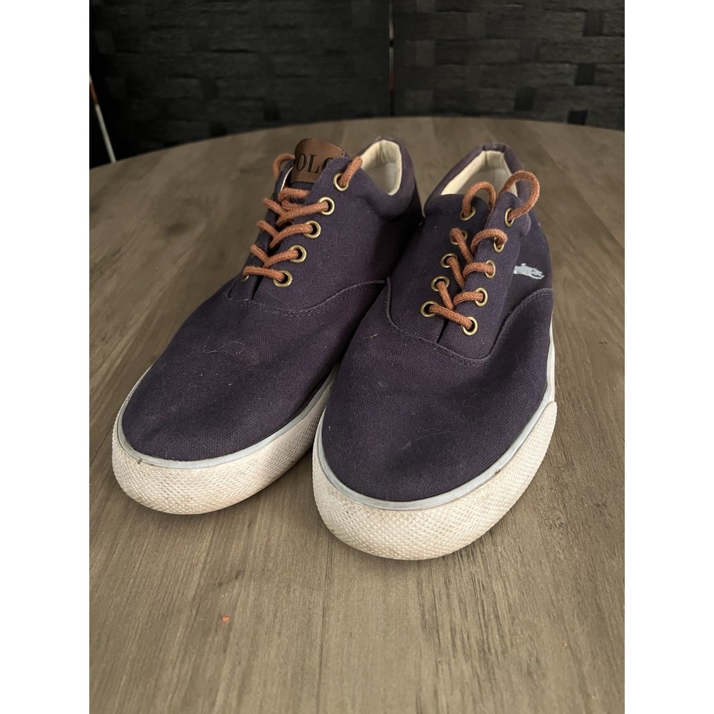 Polo Ralph Lauren Men's Canvas Shoes Sneakers Navy Blue Sz 11‎ D Good Condition!